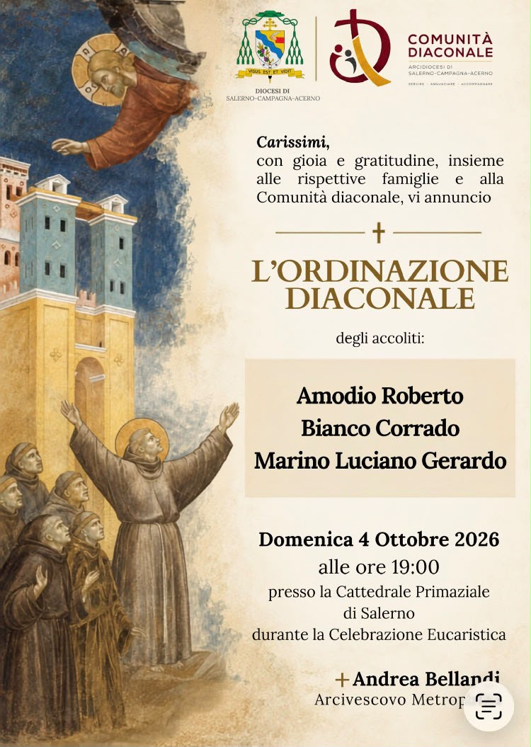 4 OTTOBRE: Ordinazione diaconale
